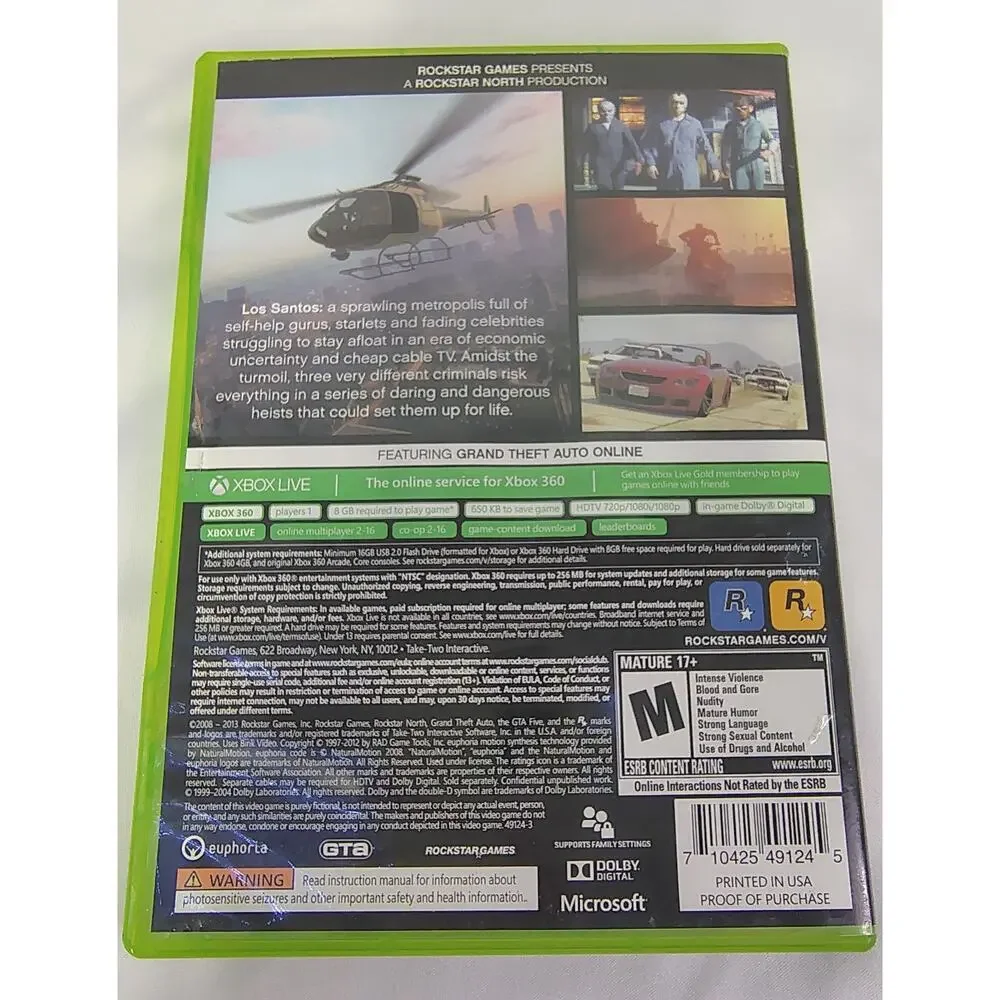Grand Theft Auto 5 V (Xbox 360, 2013) Complete Map + Manual - Tested & Working